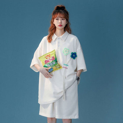 期間限定 ゆったり感アップ ファッション Tシャツ＋ショートパンツ セットアップ＜F-8679＞