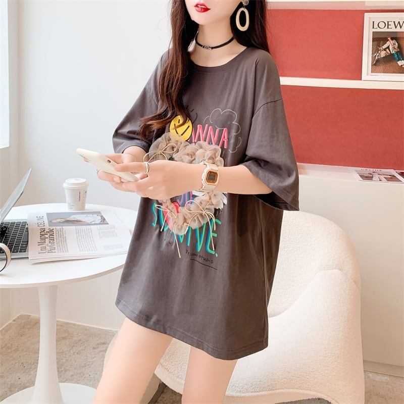 デザイン感   チャーミング Tシャツ カットソー＜F-3529＞
