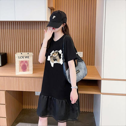絶対欲しい ネコ カジュアル デザイン ゆったり 半袖 Tシャツ＜F-8658＞