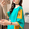 韓国風漫画刺繍ワッペン半袖Tシャツ<F-2991>