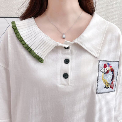 絶対欲しい キュート 定番シンプル 切り替え 全2色 半袖TシャツF-8742