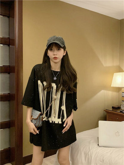 売り切れ必至 アバンギャルド 気質アップ おしゃれ度高め ルーズ 半袖 Tシャツ F-9289