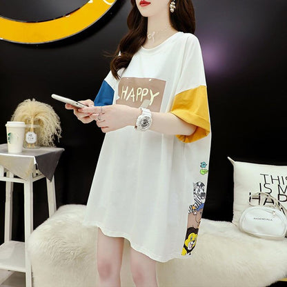 話題沸騰中 配色 オシャレ ゆったり 体型カバー 着?せ 半袖 Tシャツ ＜F-1969＞