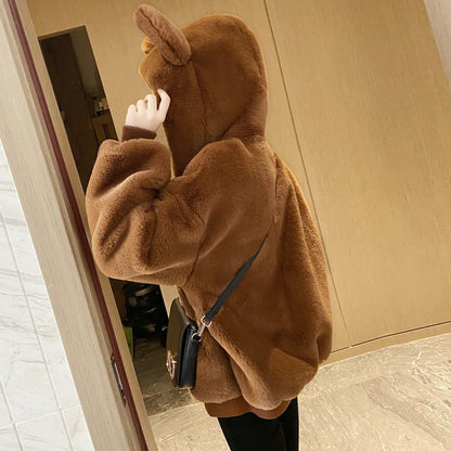 大人可愛いもこもこボアパーカー全3色トップス<F-4431>