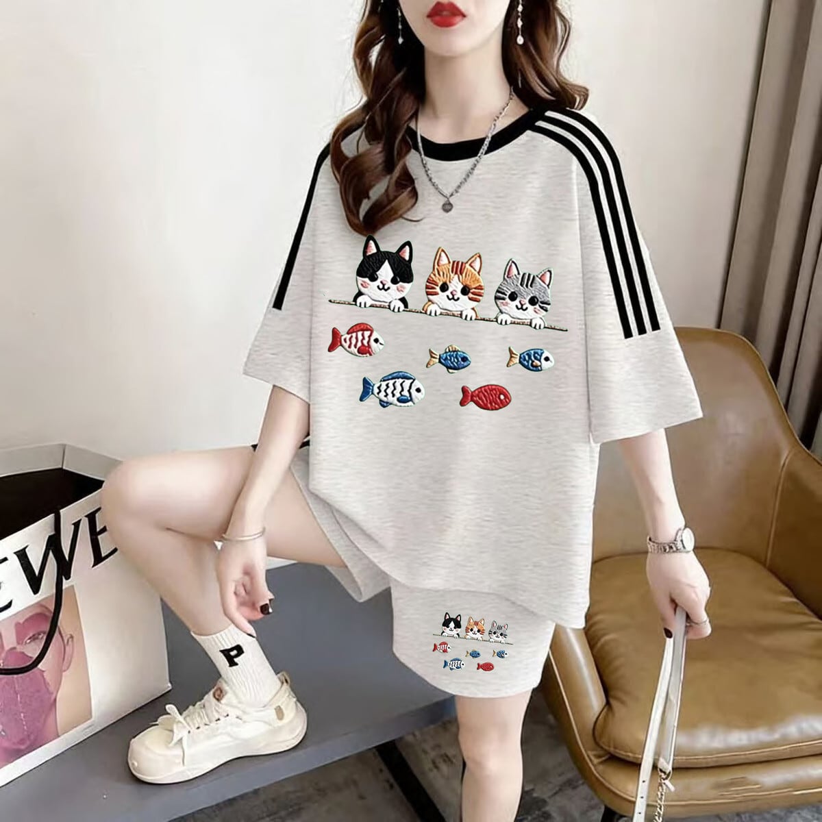 肌触りの良い 半袖 Tシャツ＋パンツ セットアップ F-13239