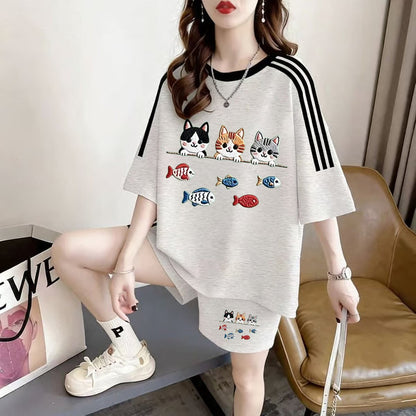 肌触りの良い 半袖 Tシャツ＋パンツ セットアップ F-13239