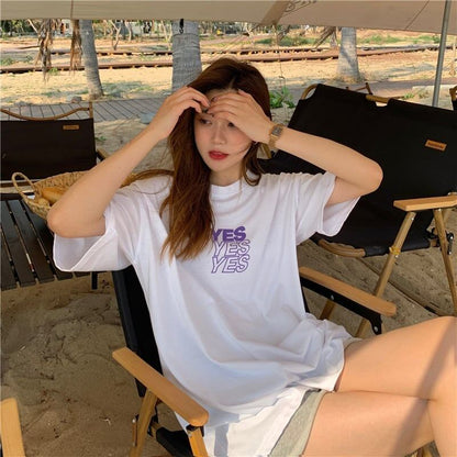 着心地良い   アルファベット Tシャツ ゆったり半袖 ＜F-2851＞