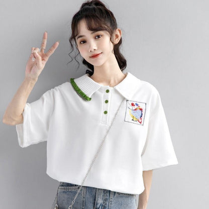 絶対欲しい キュート 定番シンプル 切り替え 全2色 半袖TシャツF-8742