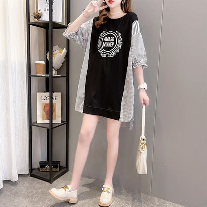 期間限定 ストライプ柄 新作 切り替え プリント 全3色 半袖Tシャツ カットソー ＜F-8685＞