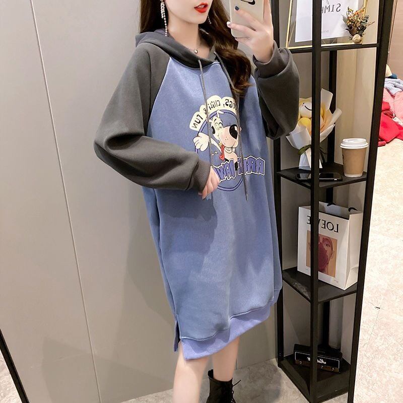 大人気厚手フード付きロングパーカー全3色＜F-4474＞