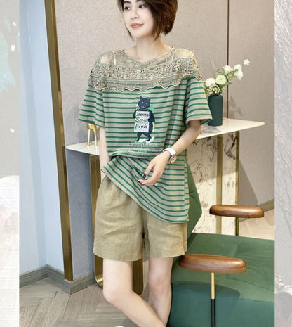 キュート 絶対流行 売れ筋 早い者勝ち カジュアル 2色選択 Tシャツ<F-11222>