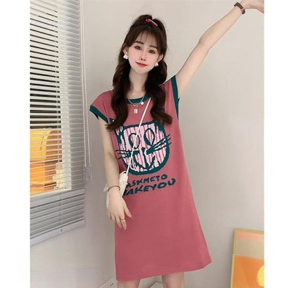 好感度100％   可愛い猫柄 Tシャツ ゆったり半袖 ＜F-2867＞