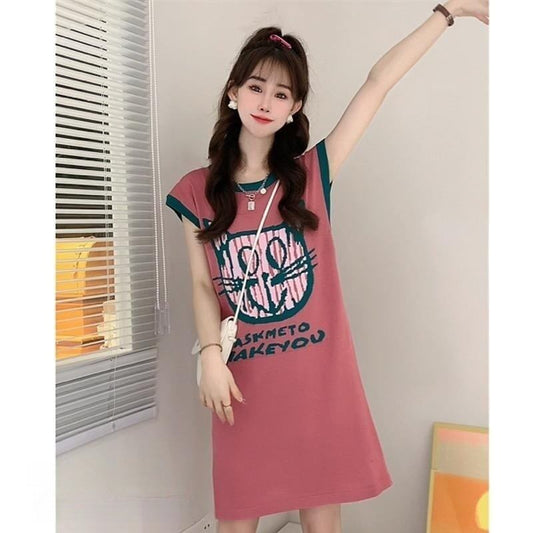 好感度100％   可愛い猫柄 Tシャツ ゆったり半袖 ＜F-2867＞
