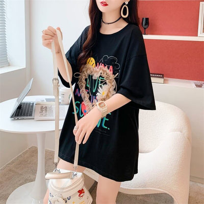 デザイン感   チャーミング Tシャツ カットソー＜F-3529＞