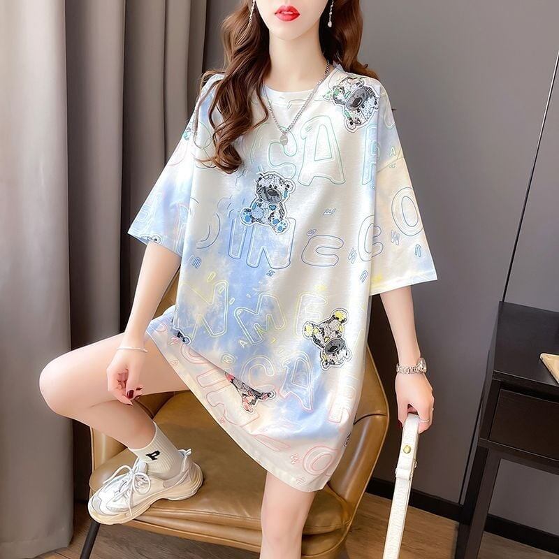 大好評   クマ柄 Tシャツ ゆったり半袖 ＜F-3990＞