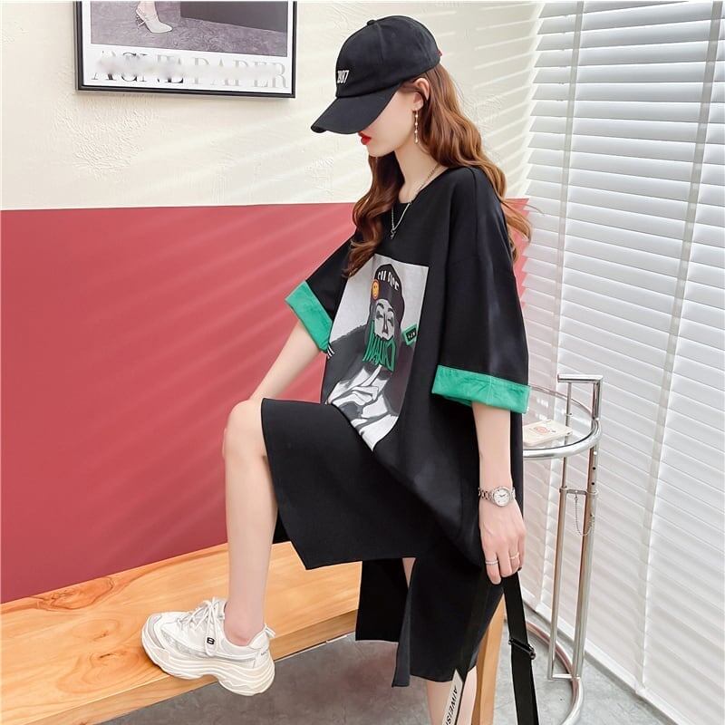 ルーズ   オシャレ感たっぷり カットソー ワンピース＜F-3545＞