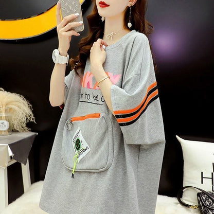 好感度UP ルーズ カジュアル プリント全3色 半袖Tシャツ カットソー ＜F-8607＞