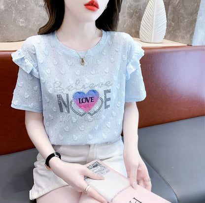 新商品 大人可愛い 話題沸騰中 ホットダイヤモンド 全3色 半袖TシャツF-8868