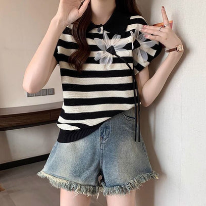 新作 上質 話題沸騰中 好感度UP ニット 全2色 半袖Tシャツ＜F-8734＞