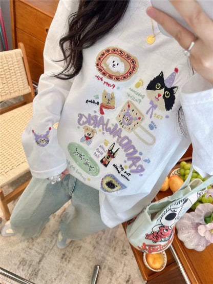 新商品 大人可愛い 求めてたデザイン 肌触り抜群 プリント 5色選択 TシャツF-9369