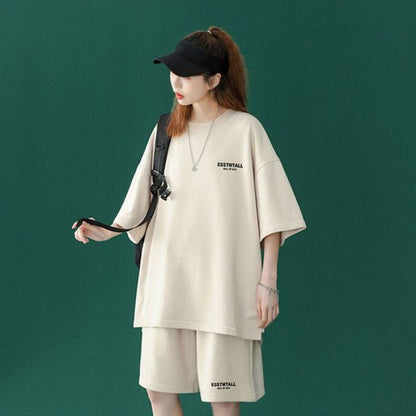 【半額セール】早い者勝ち  男女兼用 半袖Ｔシャツⅹパンツセット全4色F-6549