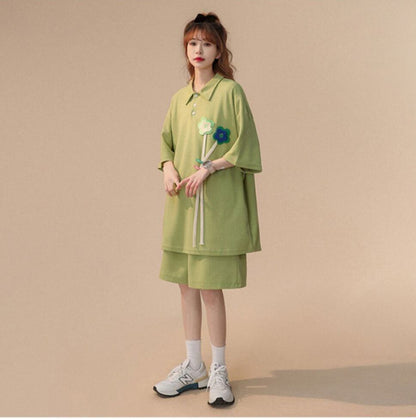 期間限定 ゆったり感アップ ファッション Tシャツ＋ショートパンツ セットアップ＜F-8679＞