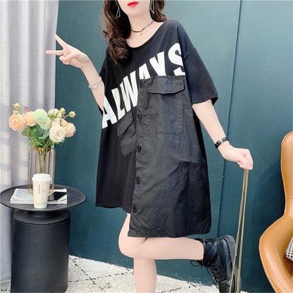 合わせやすい   デザイン感 Tシャツ カットソー＜F-3637＞
