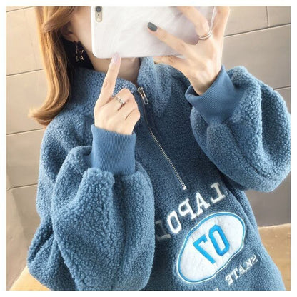 女子マスト暖かいハイネックボアトレーナー全2色スウェット<F-4662>