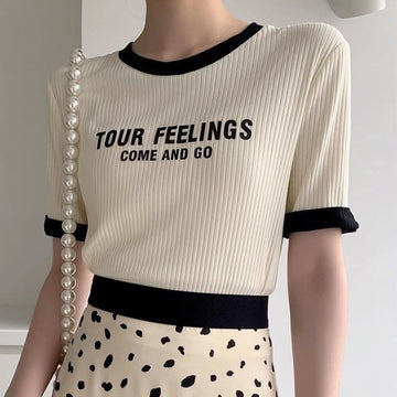 ゆったり感アップ アルファベット ファッション Tシャツ カットソー＜F-3077＞