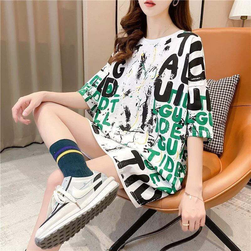 話題沸騰中 個性派 早い者勝ち ゆったり ロング丈 切り替え 2色半袖Tシャツ＜F-9068＞