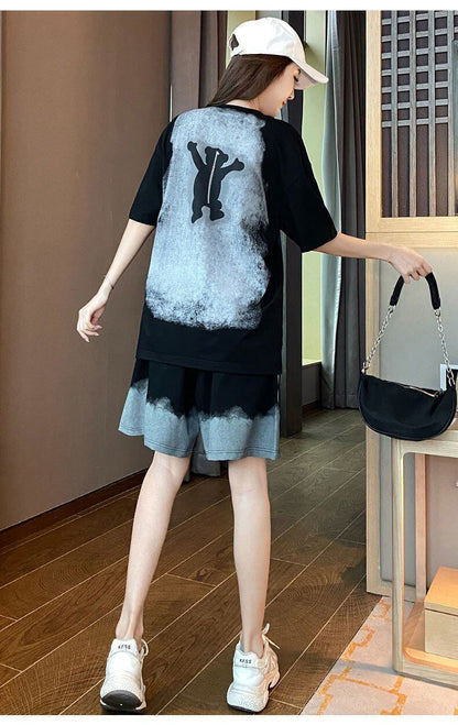 数量限定 ファッション 個性派 半袖Ｔシャツⅹパンツセット全4色F-8783