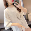 美人度アップ   ビジュー Tシャツ 三色 ゆったり半袖＜F-2945＞