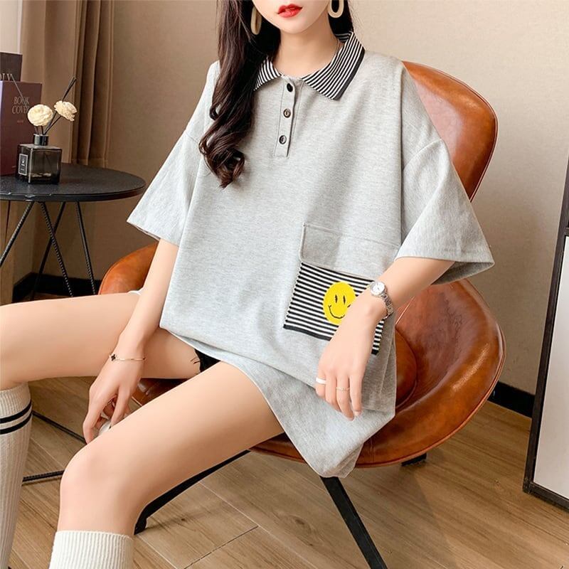 カジュアル 3色選択可 お洒落 ストライプ Tシャツ カットソー＜F-3068＞