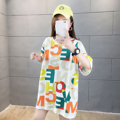 売り切れ必至 カラーマッチング 個性派 プリント全2色 半袖Tシャツ カットソー ＜F-8556＞