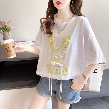 デザイン感   チャーミング Tシャツ カットソー＜F-3425＞