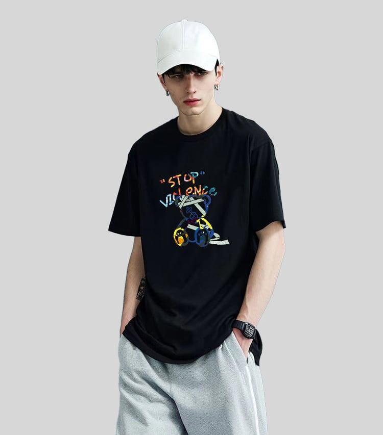 スタイルアップ カジュアル おしゃれ度高め プリント全5色 半袖Tシャツ<F-9437>