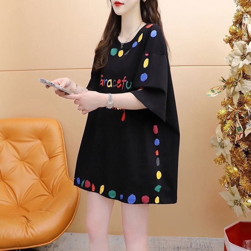 売り切れ必至 プリント ファッション 切り替え 全2色 半袖Tシャツ＜F-8623＞