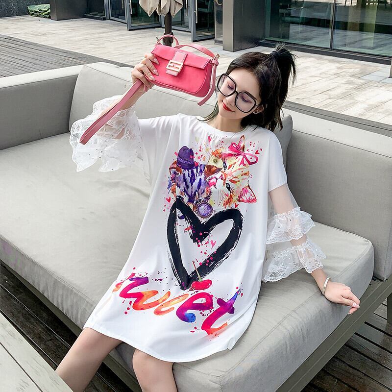 好感度UP デザイン スウィート 一目惚れ 切り替え Tシャツ ＜F-8004＞