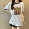着せ   プリント Tシャツ 四色 ゆったり半袖 ＜F-3019＞