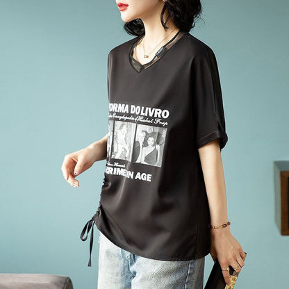 話題沸騰中 ファッション 着回し力抜群 プリント 2色選択 半袖Tシャツ＜F-8621＞
