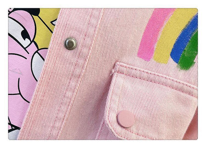 売り切れ必至 韓国風ファッション 上質 アバンギャルド プリント デニム Tシャツ ＜F-9479＞