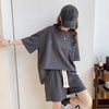 定番シンプル ?感?佳 夏に嬉しい機能付き カジュアル 全4色 半袖トップスⅹショートパンツセットF-9079