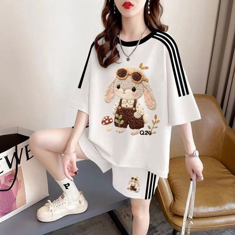 大人カジュアル プリント Tシャツ＋パンツ セットアップ F-13235