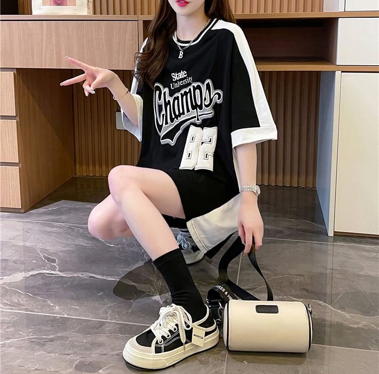 絶対流行 一目惚れ 個性的なデザイン 2色選択可 プリント Tシャツ カットソー＜F-8279＞