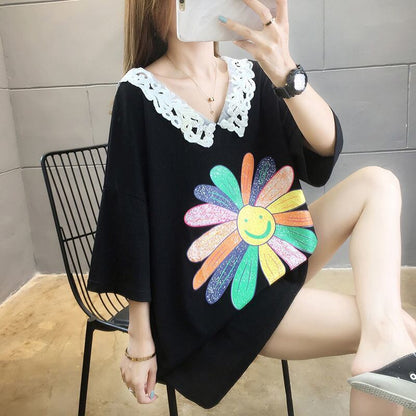 大人可愛い   ゆったり 三色半袖Tシャツ＜F-8129＞