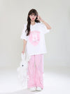 着回し力抜群 レース スウィートプリント 全2色 半袖Tシャツ ＜F-8711＞