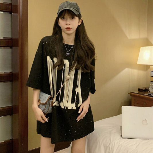 売り切れ必至 アバンギャルド 気質アップ おしゃれ度高め ルーズ 半袖 Tシャツ F-9289