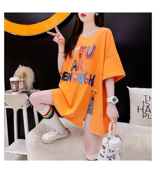 ストリートトレンド韓国風コットン半袖Tシャツ<F-2962>