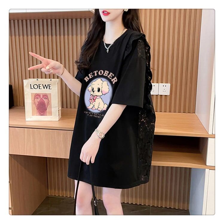 今季マストバイ レース 可 透かし彫り 切り替え 2色選択 Tシャツ カットソー＜F-8493＞