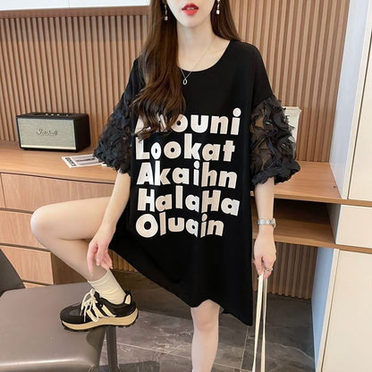 ファッション 切り替え 個性派 プリント 3色選択 半袖Tシャツ＜F-8548＞